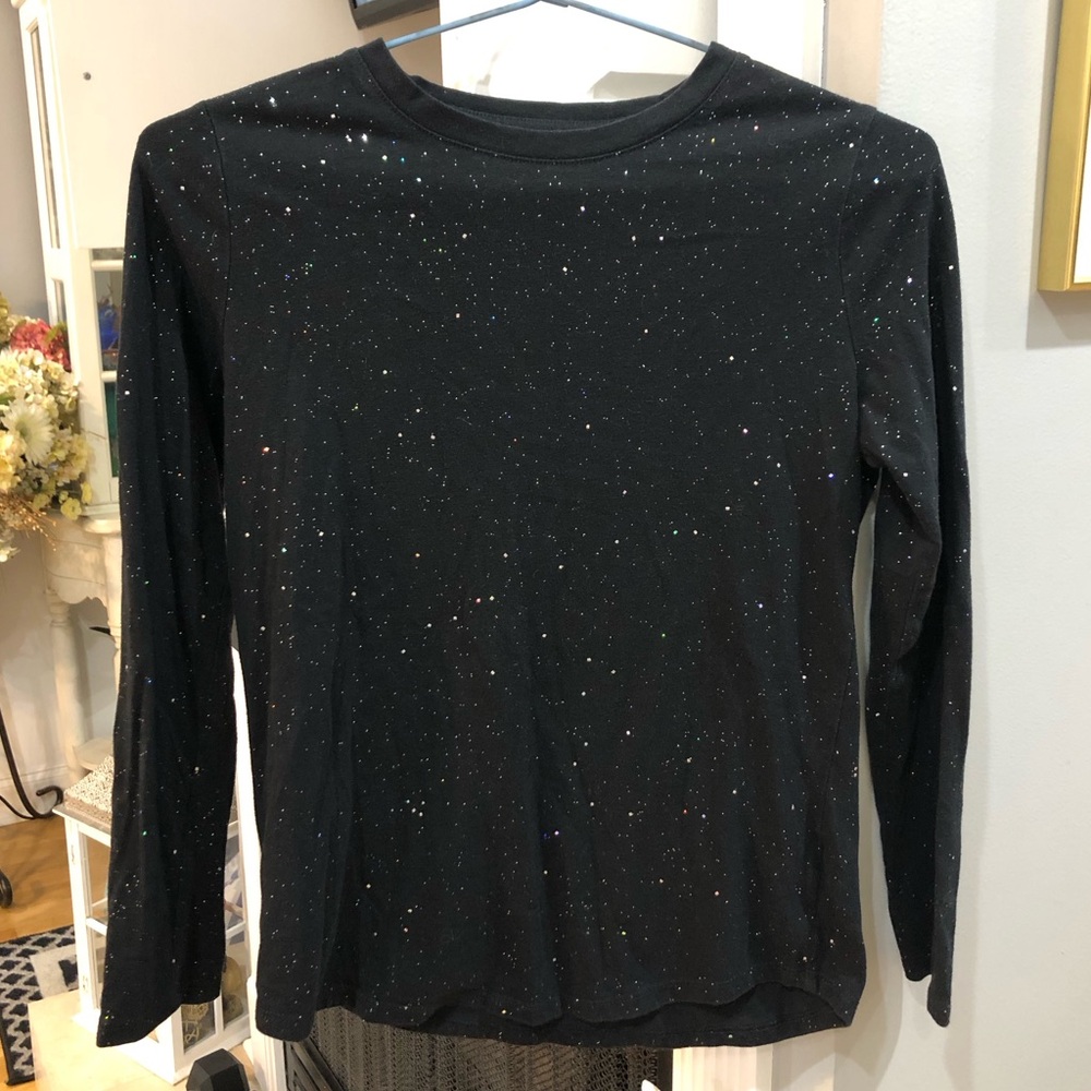 Cat & Jack Girls Glitter Shimmer Long Sleeve Shirt Top